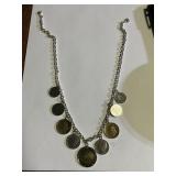 Foreign coin necklace marked 925 Italy