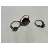 (3) rings ones marked sterling missing gems