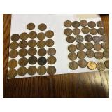 (55) wheat pennies (1) Lincoln penny and (1)