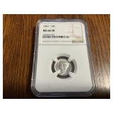 1941 mercenary dime MS 66FB