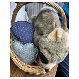 Basket of hearts and raccoon