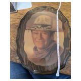 John Wayne wooden wall hanger has scratch down