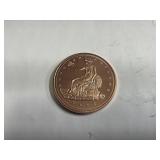 One AVDP ounce .999 Copper round Seated Liberty