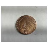 One AVDP ounce .999 Copper round Indian head