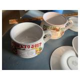 (4) soup bowls have chips (3) corelle small plates