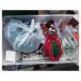 Christmas decorations in a tote with lid