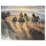 Three cowboys on the trails print poster