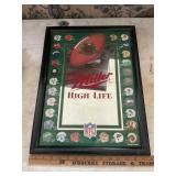 Miller High Life NFL mirrored bar sign