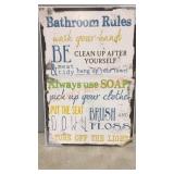 Bathroom Rules Wall Decor, 12" x 18.5"