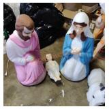 Mary, Joseph, Jesus And Donkey Blow Molds