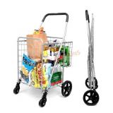 Supenice Double Basket Folding Shopping Cart with