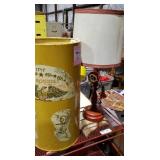 Table Lamp And Colonial Wastebasket