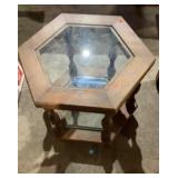 Wood & Glass Side Table 21"x 20"high