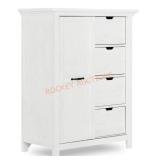 4-Drawer Weathered White Chest with Shelves