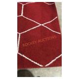 Trellis Frieze Collection Floor Carpet, Red color