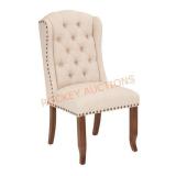 Jessica Tufted Fabric Wing Chair With Bronze