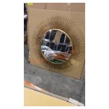 36" Round Gold Sunbust Mirror