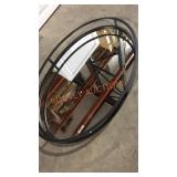 Black Metal Frame Oval Dimensional Mirror