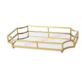 Ciel Mirrored Tray, 12x18, Gold
