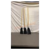 3 Wood Handle Brooms