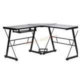 L-Shaped Glass Top Desk