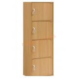 HODEDAH IMPORT 4-Shelf Bookcase Cabinet, Beech