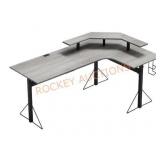 78 in. L-Shaped Gray/Black Computer Gaming Desk