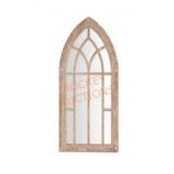 Medium Arched Natural Wood Windowpane Antiqued