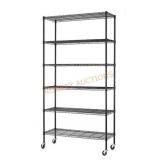 Black 6-Tier Rolling Metal Wire Shelving Unit