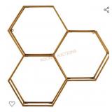 Gold Hexagon Shelf 28" x 28" x 6"