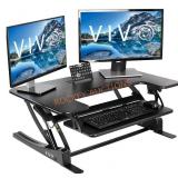 VIVO Black Height Adjustable 36 inch Stand up