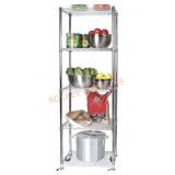 5 tier steel wire shelving with wheels, sold as