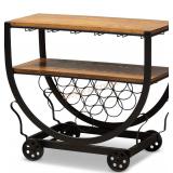 Baxton Triesta Wheeled Wine Cart