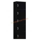 HODEDAH IMPORT 5-Shelf Bookcase Cabinet, Black