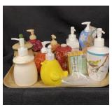 Tray Lot Soap Lotion Bottles