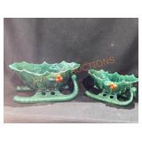 Pair Lefton Christmas Sleighs