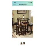 Glass Top Round Counter Height Table with 4 Stools
