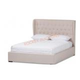 Baxton Studio Light Beige Fabring Queen Bed Frame