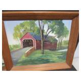 23 X 18 Ship Print & Covered Bridge Oil