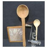 Lg Carved Wood Spoon, Sm Wood Spoon And More