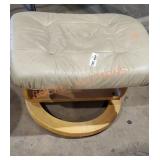 Leather And Wood Ottoman