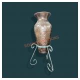Metal Vase & Stand 17 1/2"