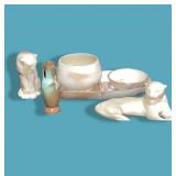 Frankoma Pottery 6 Pieces-panthers Etc.