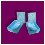 Pair Of Blue Milk Glass Trinket Boxes