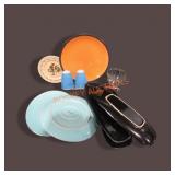 Serving Plates, Lg Blue Plastic  S & P Shakers