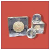 4 Foreign Coins Paper Weights