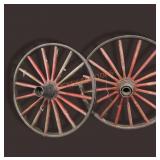 Pair Of 22.5" Round Wood & Iron Wagon Wheels