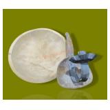 Wood Butter Paddle W/tin Candle Holder & Wood Bowl