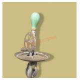 Antique Egg Beater W/green Wood Handle