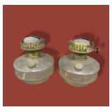 Pair Glass Base Oil Lamps